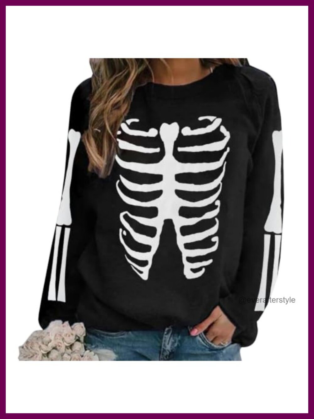 Skeleton Graphic Print Long Sleeve Crew Neck Pullover Sweatshirt